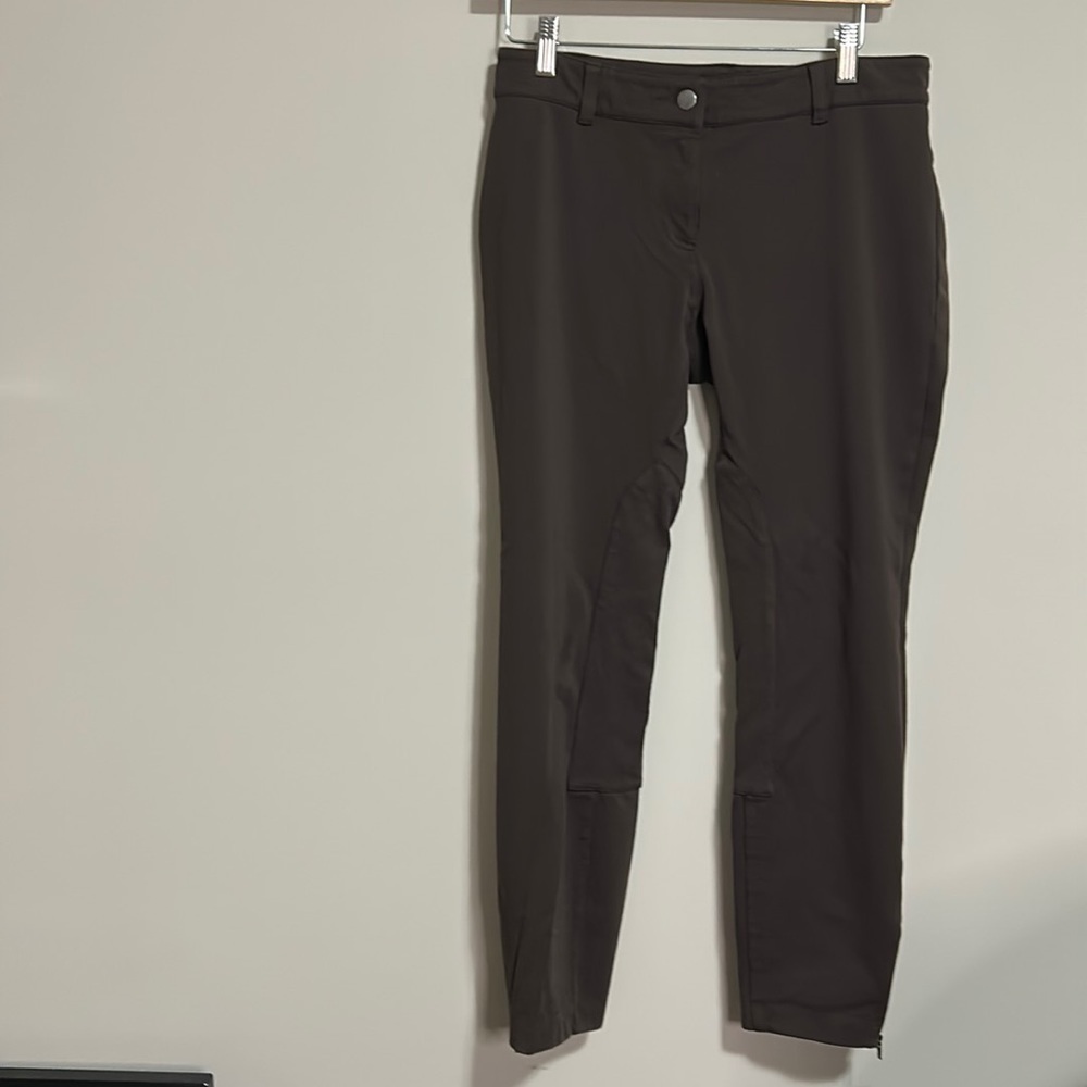 Eileen Fisher Riding Pants Small Tapered Legs Brown Stretch Ankle Zip Sz XS